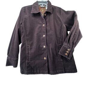 VTG Bill Blass Jeans Brown Corduroy Button Jacket Pockets Womens Shirt PL